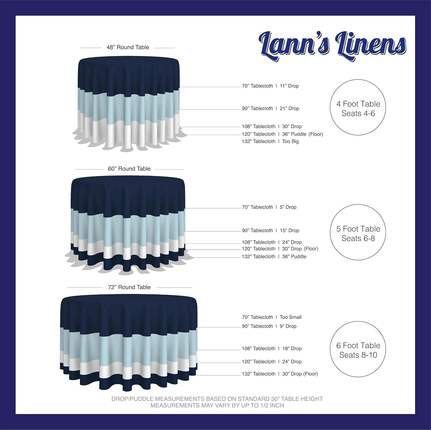 Lann's Linens - 10 Premium 132' Round Tablecloths for Wedding/Banquet/Restaurant - Polyester Fabric Table Cloths - White