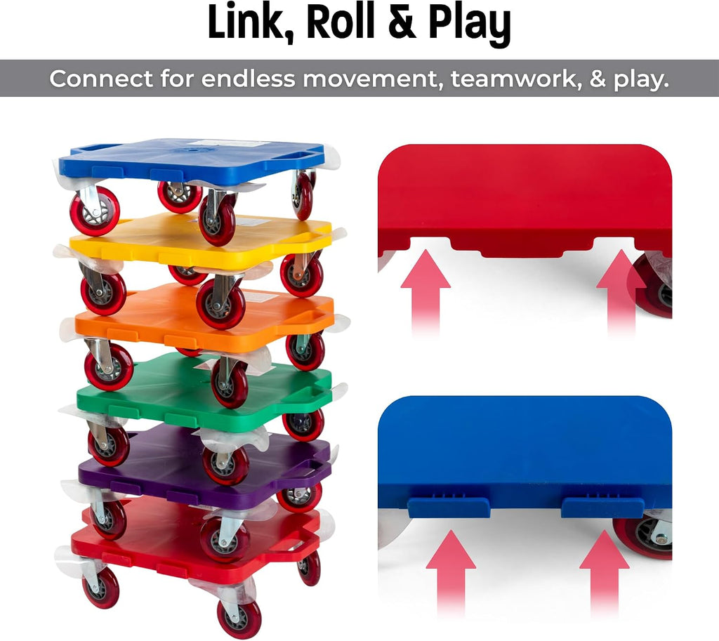 Cosom Scooter Board, 16 Inch Premium Sit & Scoot Board with 4 Inch Non-Marring Performance Wheels, Double Race Bearings, & Safety Handles, Physical Education Class Equipment