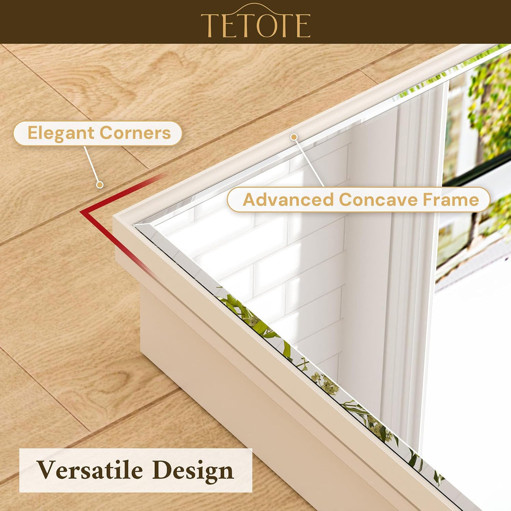TETOTE 16' x 24' Medicine Cabinets for Bathroom with Tempered Mirror Recessed Medicine Cabinet with Aluminum Beveled Frame, Stepless Adjustable Shelves, DTC Hinge