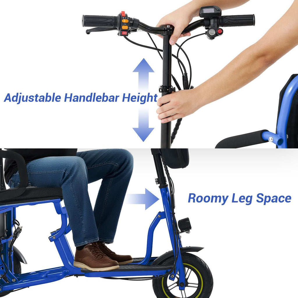 3-Wheel Folding Mobility Scooter Foldable Lightweight Electric Scooter for Adults & Seniors, Detachable Lithium Battery, Long Range 28 Miles, 3-Speed, with Rearview Mirror & Turn Signal (Blue)