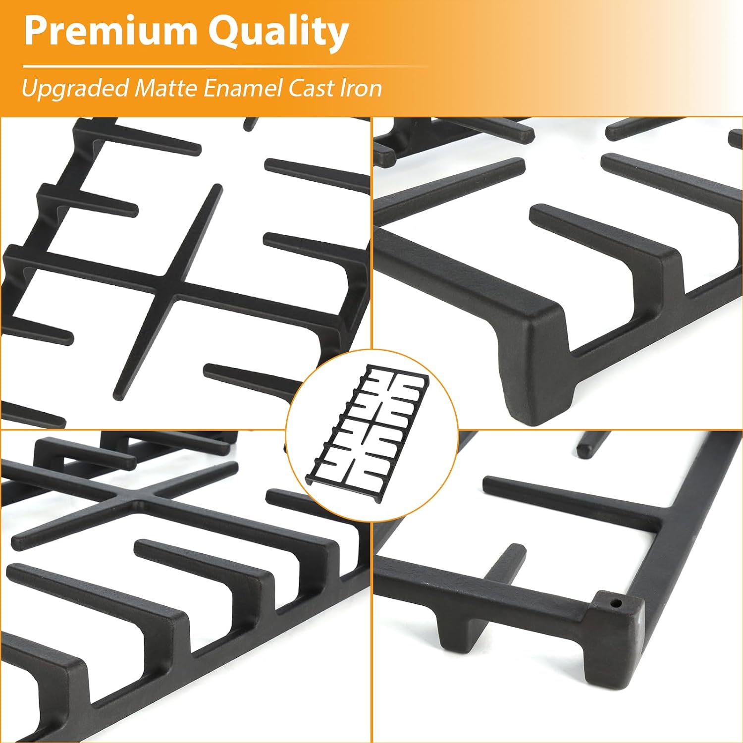 Upgraded WB31X27151 Side Grates WB31X27150 Center Grates Replacement for GE General Electric Stove Parts, WB31X24736 WB31X24737 Cast Iron Grate Cooktop Burner for JGBS66REKSS JGB735SPSS Stove Grate