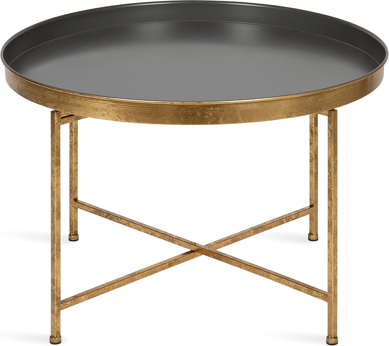 Kate and Laurel Celia Modern Coffee Table; 28 x 28 x 19; Gray and Gold; Glamorous Folding Metal Table for Storage and Display