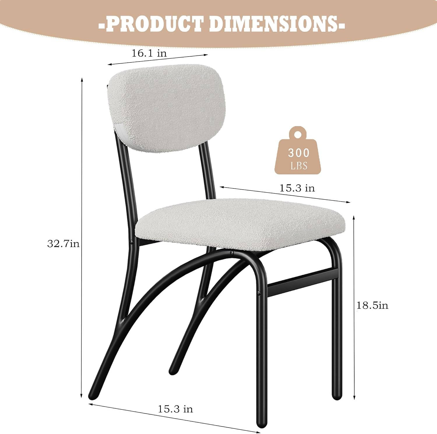 GarveeHome Beige Dining Chairs Set of 4, Boucle Upholstered Kitchen Chair, Modern Dining Chairs with Metal Legs for Living Room, Dining Room, Kitchen,4 Lambswool Fabric Beige Chairs