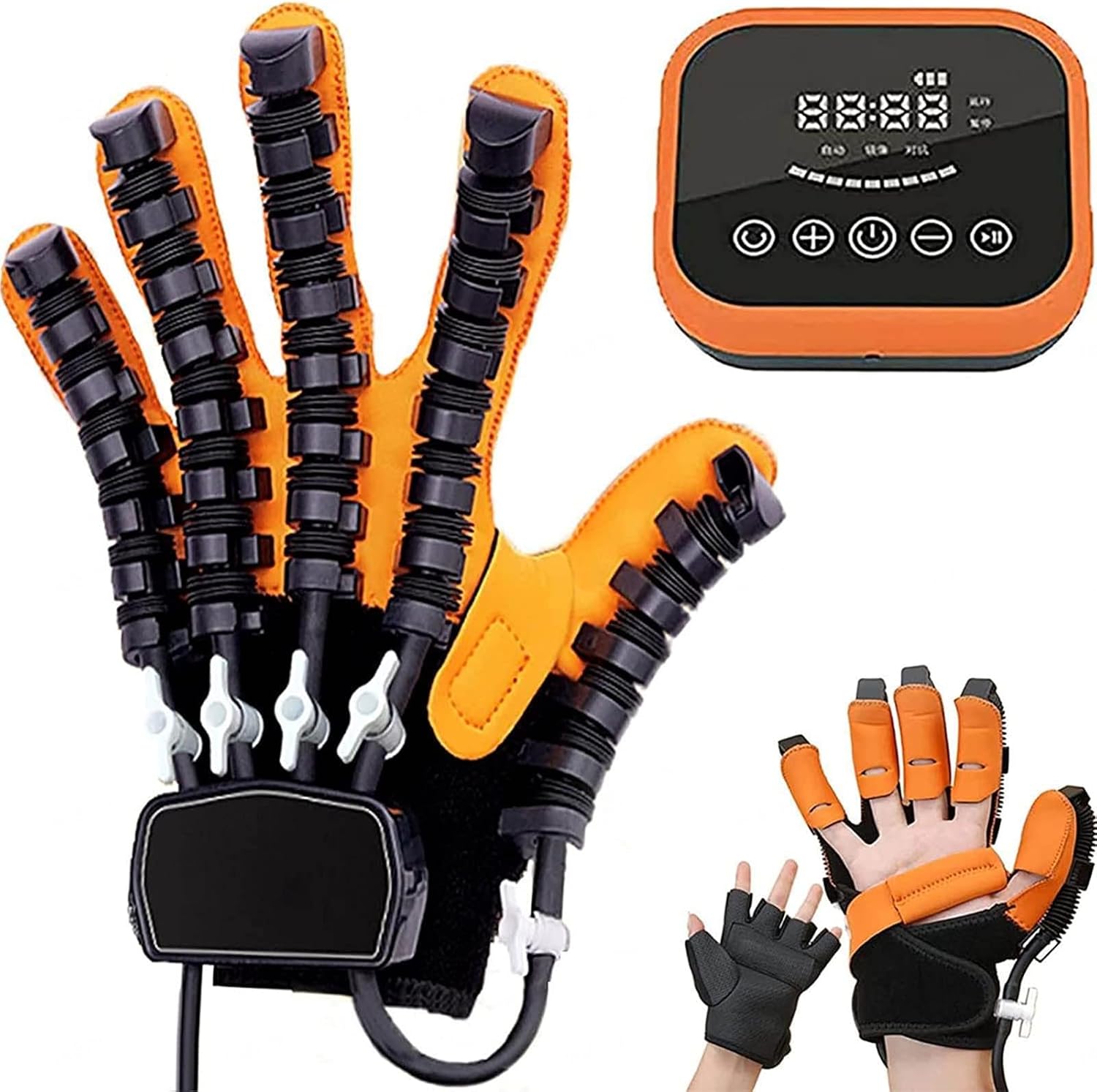 Disability Aids Rehabilitation Equipment Hemiplegia Finger Rehabilitation Trainer Robot Gloves with LCD Touch Screen/Timing/Training Intensity,Right-M