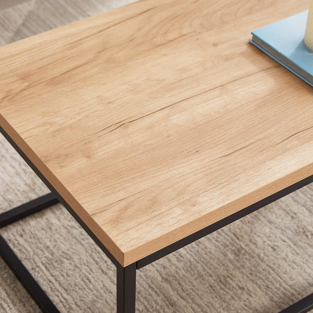 CENSI 30' Square Coffee Table, Natural Oak Light Wood Center Table for Living Room, Modern Industrial Farmhouse Cocktail Table, Extra Thick 1.2' Top with Sturdy Metal Frame, Scandi Style