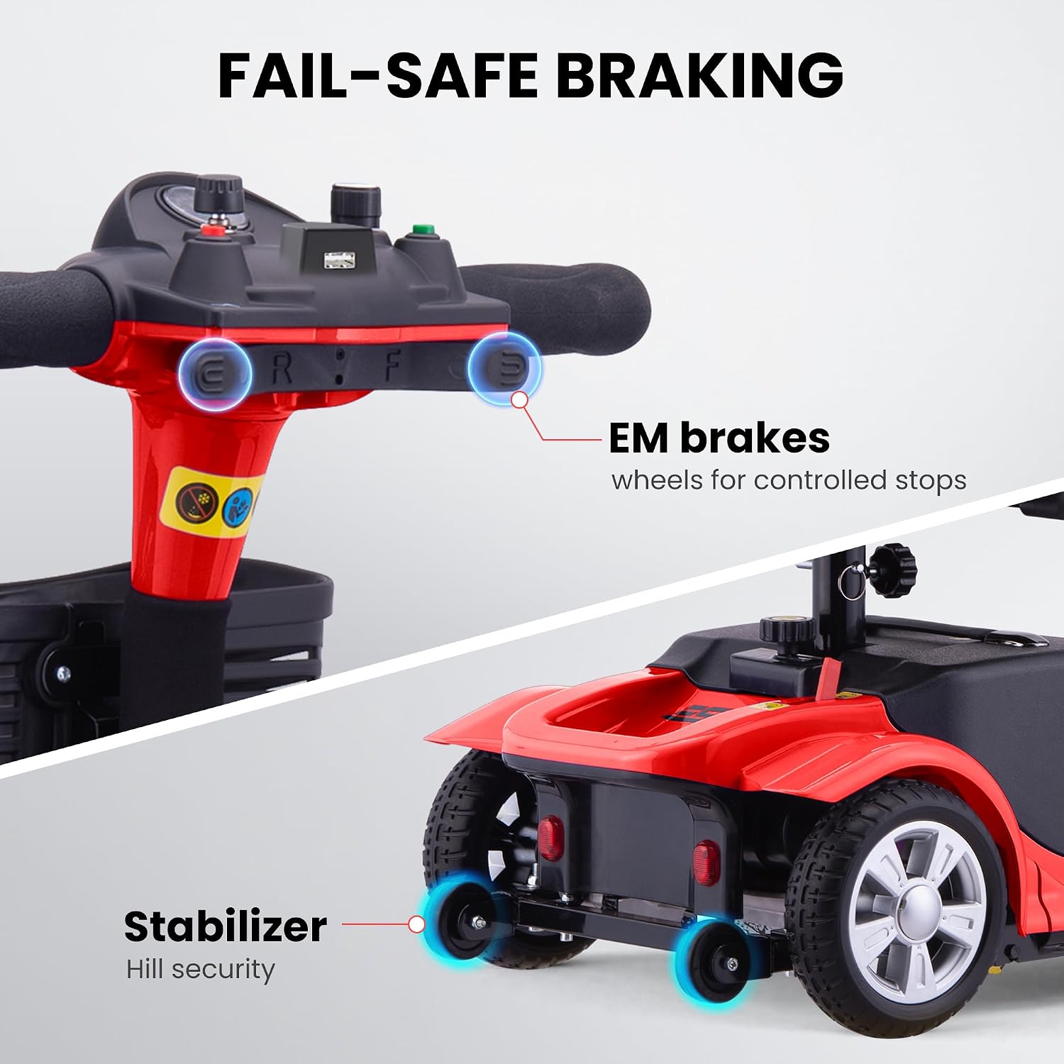 SUNDERWELL Mobility Scooters for Seniors & Adults, Compact Foldable Mobility Scooter with Tool-Free Disassembly, 15 Miles Range Electric Powered Mobility Scooters with 300 lb Capacity & USB Port (Red)
