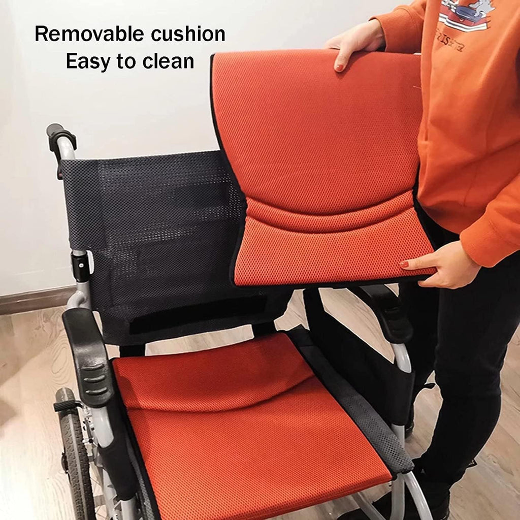 Wheelchair Aluminum Alloy Foldaway Scooter, Folding Lightweight Elderly Manual Wheelchair for Home, Capicity 100kg Folding Hand Truck with Safety Belt
