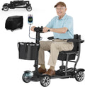 4 Wheels Mobility Scooters for Seniors,39LBS Light Frame&15 Miles Travel Range&350LBS Capacity&270W Brushless Motor Powered Wheelchair Folding Electric Scooter&Dust Cover&LED Lights&Auto Brake-Black