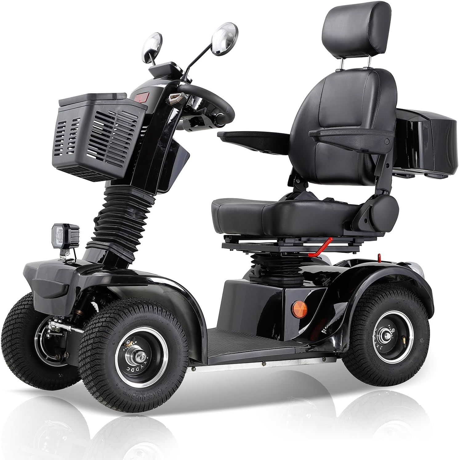Mobility Scooters for Seniors & Adults 400 Lb Weight Capacity,4-Wheel Heavy Duty Foldable Portable Scooter,All-Terrain Disability Electric Wheelchair,Electromagnetic Brake,Storage Box,Black