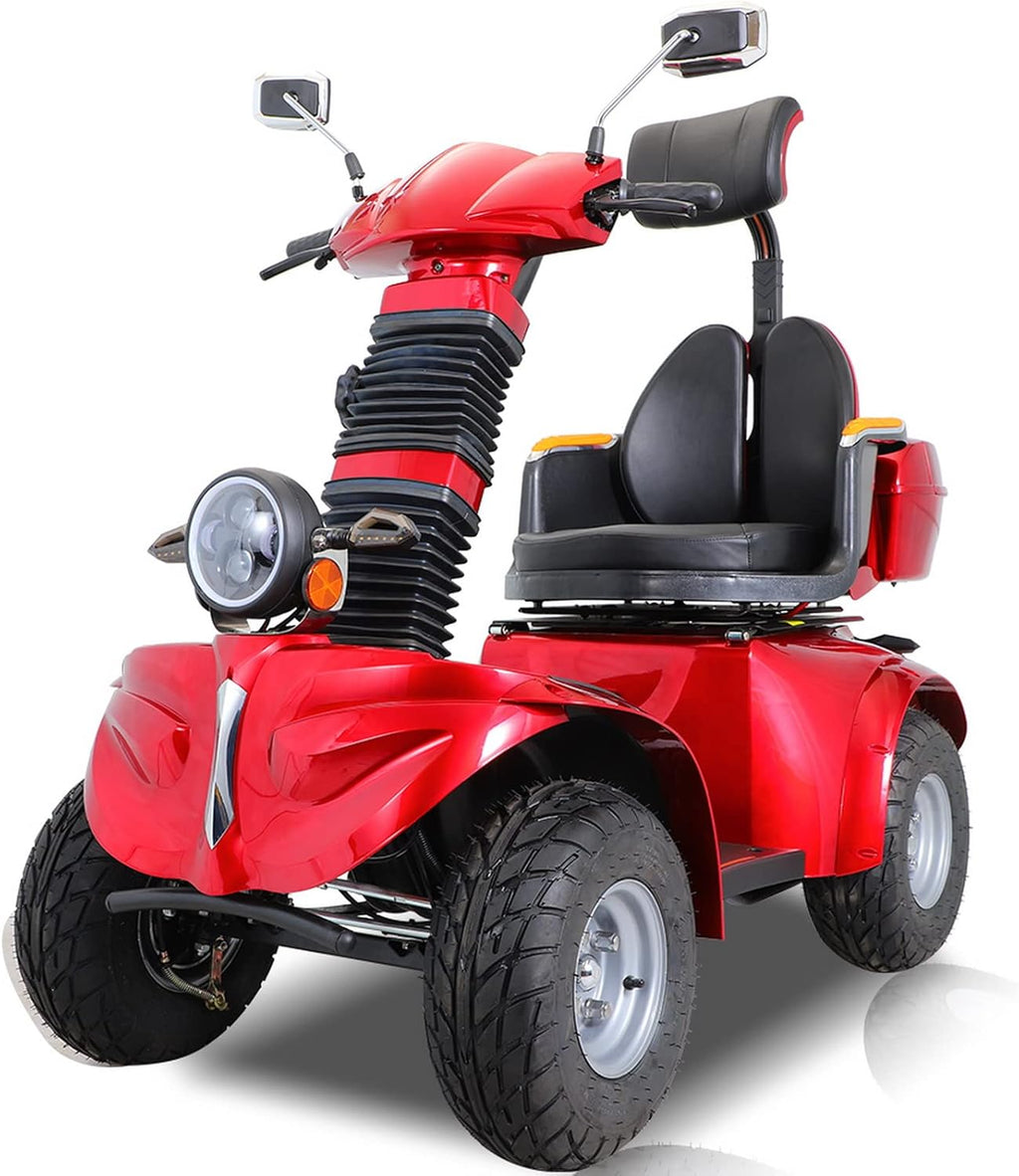 Heavy Duty 4 Wheels Mobility Scooter, All Terrain Electric Mobility Scooters for Seniors and Adults, 1000W Motor, Fat Tire, Adjustable Handle and Seats, 500lbs Capacity, 31-36 Miles of Range
