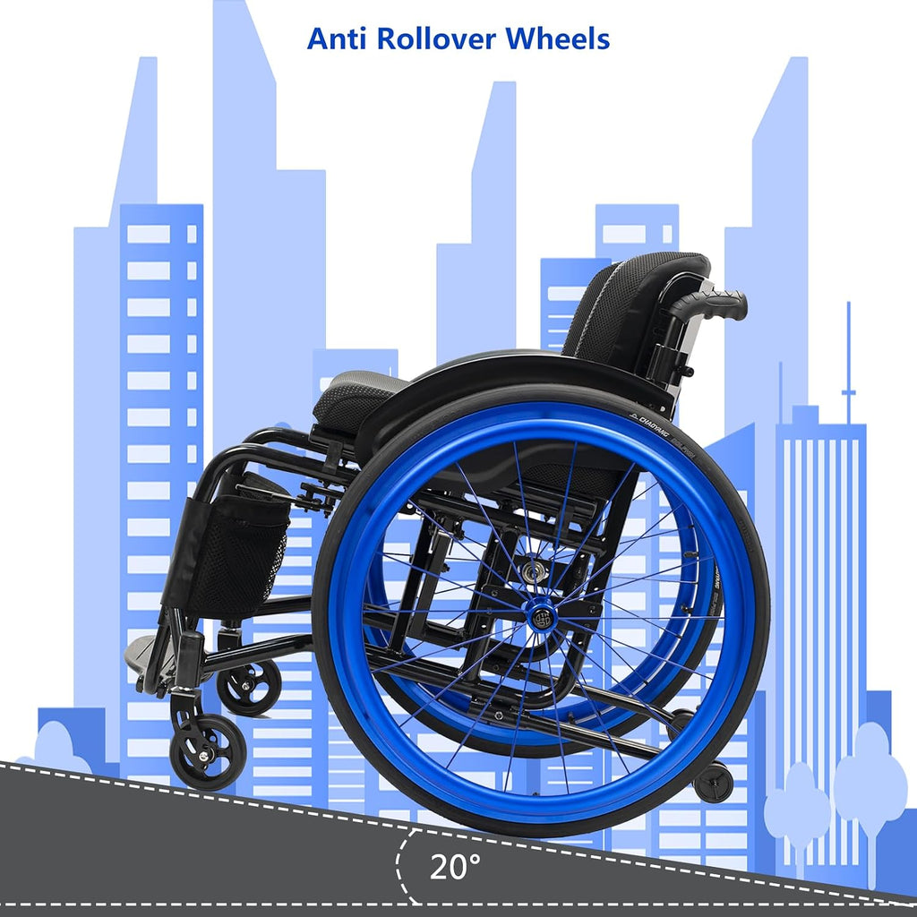Wheelchair,Lightweight Sports Wheelchair,Foldable Wheelchair for Adult,Ergonomic Self-propelled Manual Wheelchairs,with 24-inch Wheels and Comfortable Cushions(Purple,Seat Width 36cm)