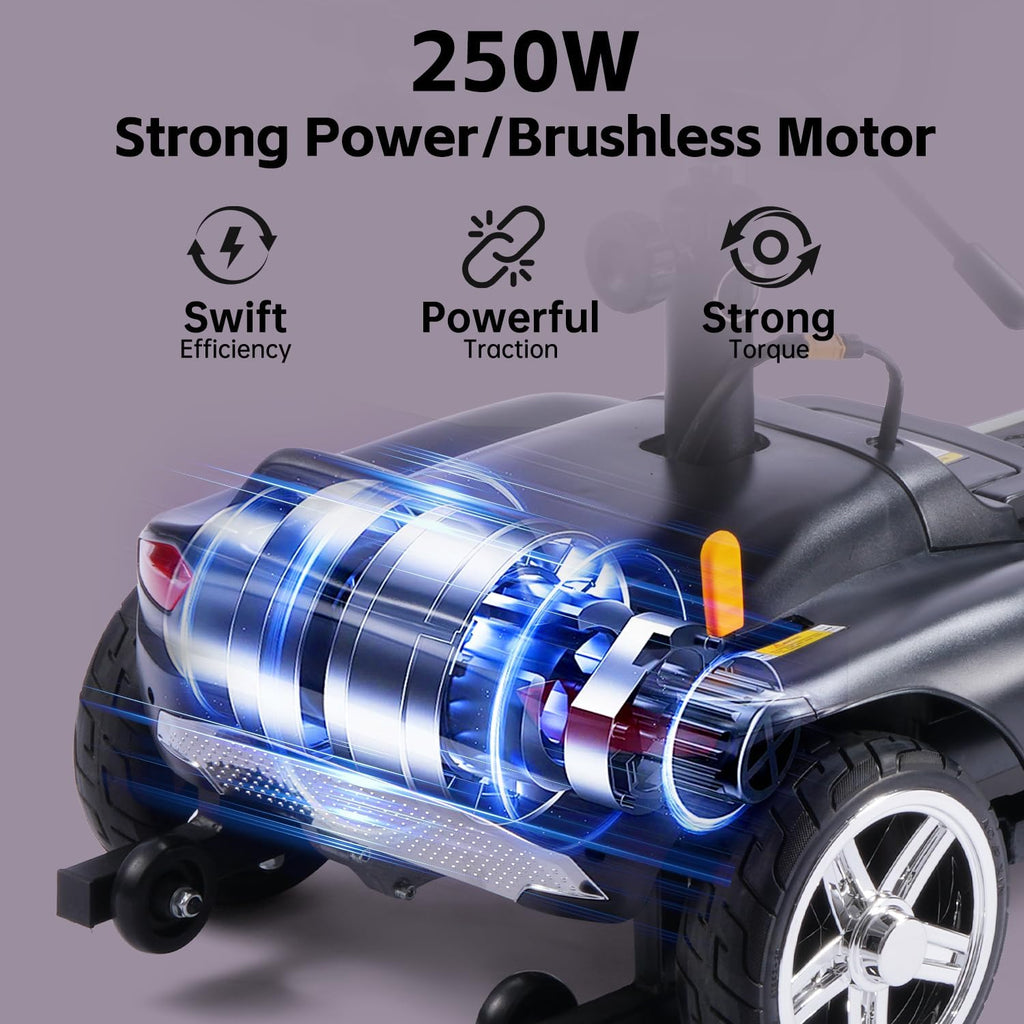 SAYYEAH 4 Wheels Mobility Scooter for Adults&Seniors, Max Speed:6mph, Mobility Scooter for Travel, with LED Headlights and Basket, Charger Included, (Purple/red/Blue/Silver) (Purple Plus)