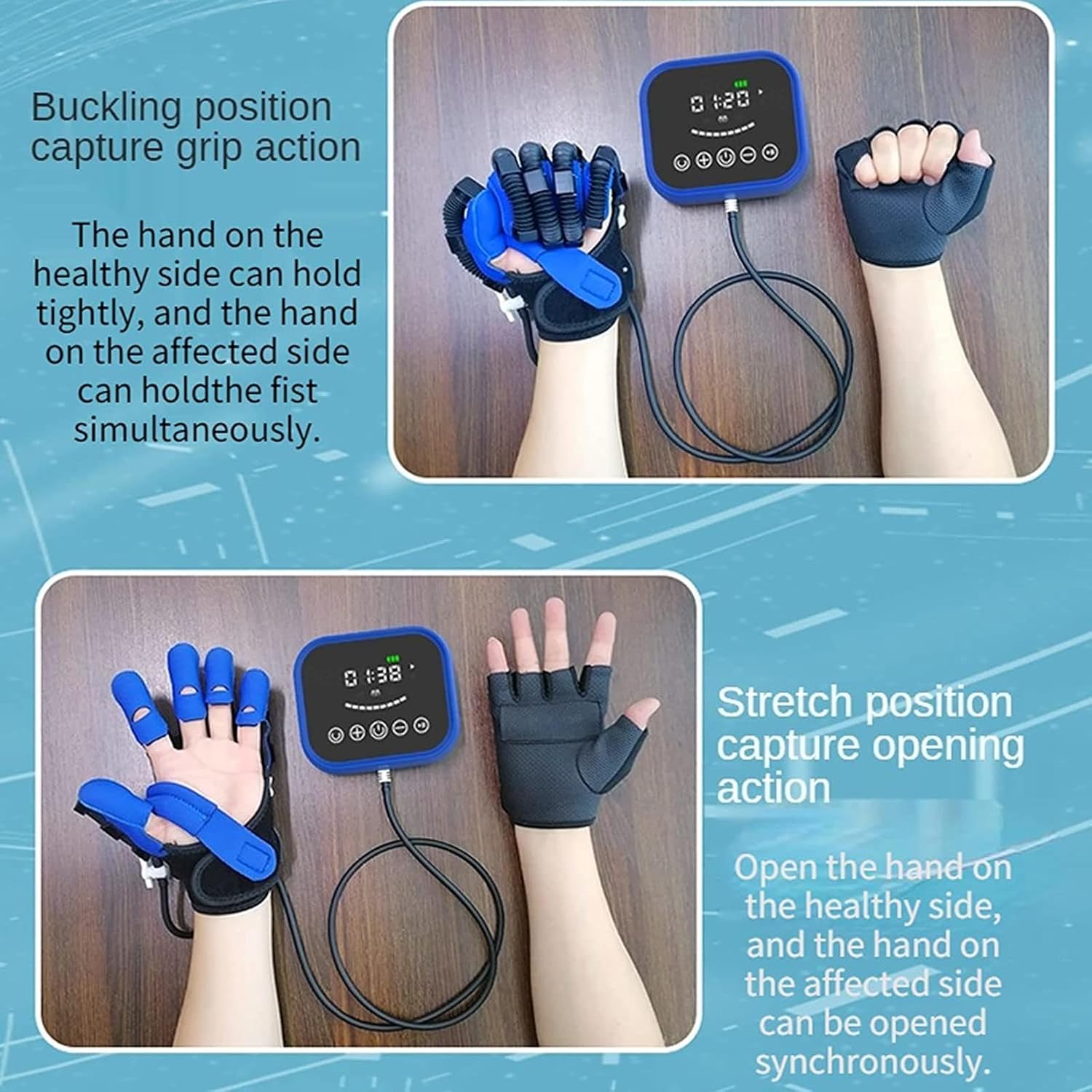 Disability Aids Rehabilitation Equipment Finger Straightening Brace Guard for Stroke People Finger Wrist Training,Right-L