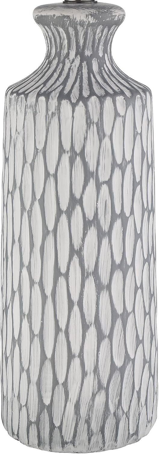 360 Lighting Patrick Modern Coastal Modern Table Lamp 26 1/4' High with USB Dimmer Whitewash Gray Ceramic White Drum Shade for Bedroom Living Room House Desk Bedside Nightstand Office Family