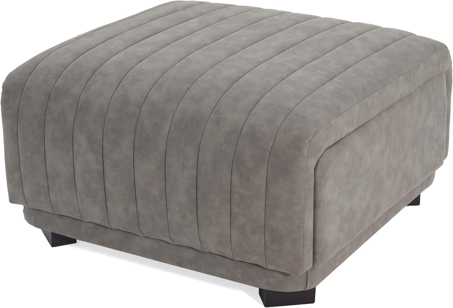 Christopher Knight Home Reyno Upholstered Ottoman with Storage for Living Room, Faux Leather Storage Ottoman Foot Rest with Side Drawers, Modern Square Coffee Table with Wooden Frame, Grey