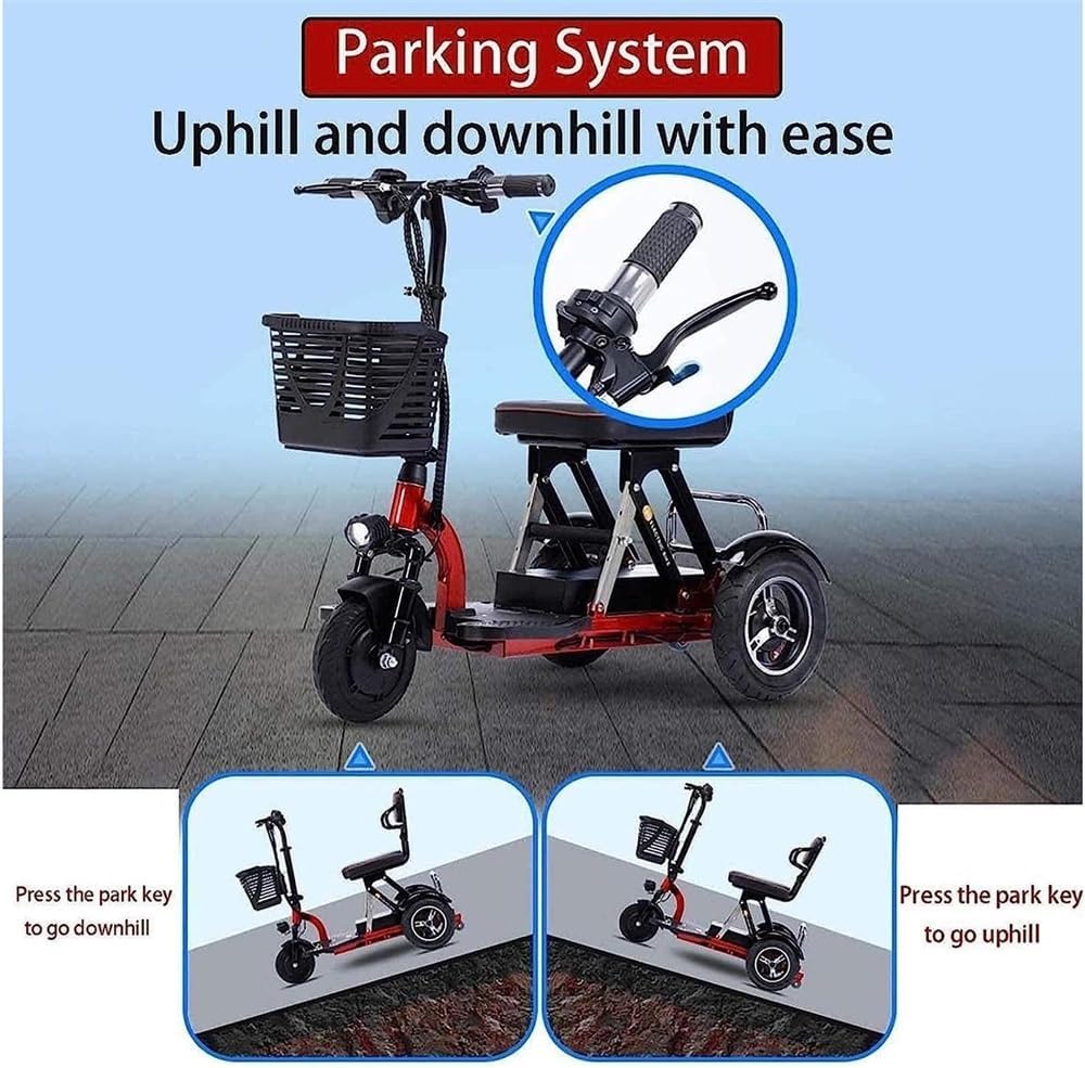 Mobility Scooter Electric, Foldable Lightweight 3-Wheel Mobility Scooter Mobility Scooters Adults with Seat for Adults Elderly Travel Friendly - Ultra Lightweight