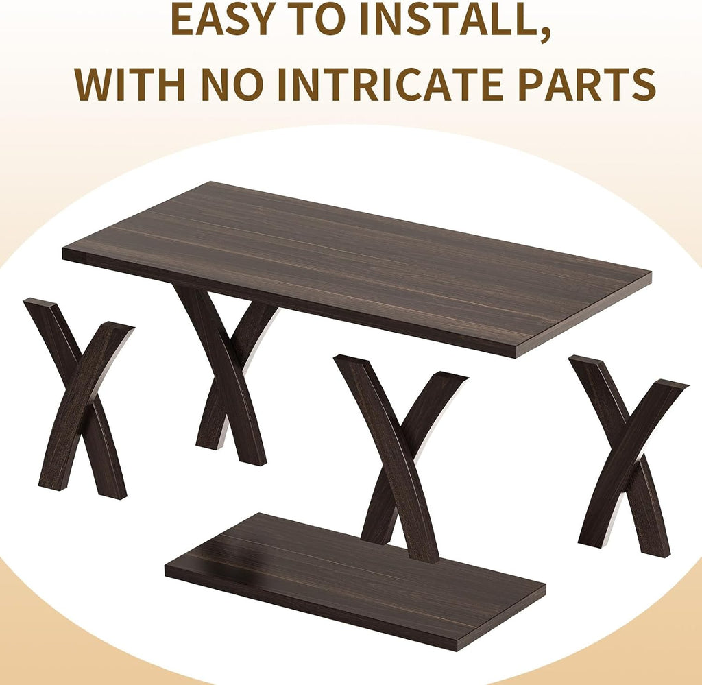 47' Wood Coffee Tables for Living Room Rustic Stands with Storage Shelf Brown Coffee Tables for Living Room. Farmhouse Center Stands with Shelf Farmhouse Rectangle Center Table