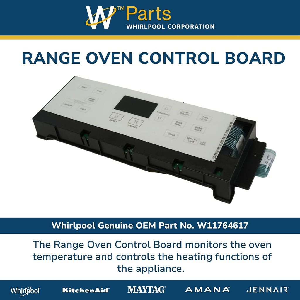 Whirlpool W11764617 Genuine OEM Range Oven Control Board Replacement Part - Replaces W11691889, W11520705, and W11620552