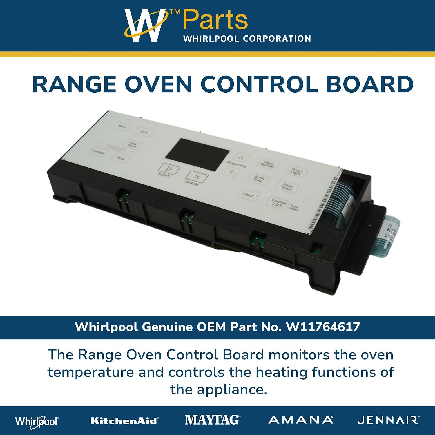 Whirlpool W11764617 Genuine OEM Range Oven Control Board Replacement Part - Replaces W11691889, W11520705, and W11620552