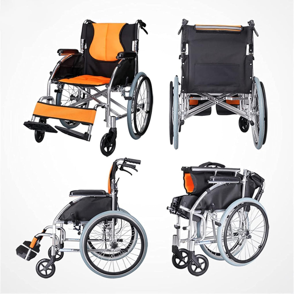 Wheelchairs Folding Wheelchairs, Self Propelled Wheelchairs Practical Lightweight Travel Out Folding 2.00Mm Thick Aluminum Alloy Humanized Wheelchair an Mobility Scooter,24Inch,nice