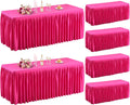 Shillance 6 Pack Hot Pink Table Clothes for 6 Foot Rectangle Tables, Premium Polyester Rectangle Tablecloth Wrinkle Resistant Washable Table Cloth for Wedding, Party, Dining, Banquet, Buffet Tables