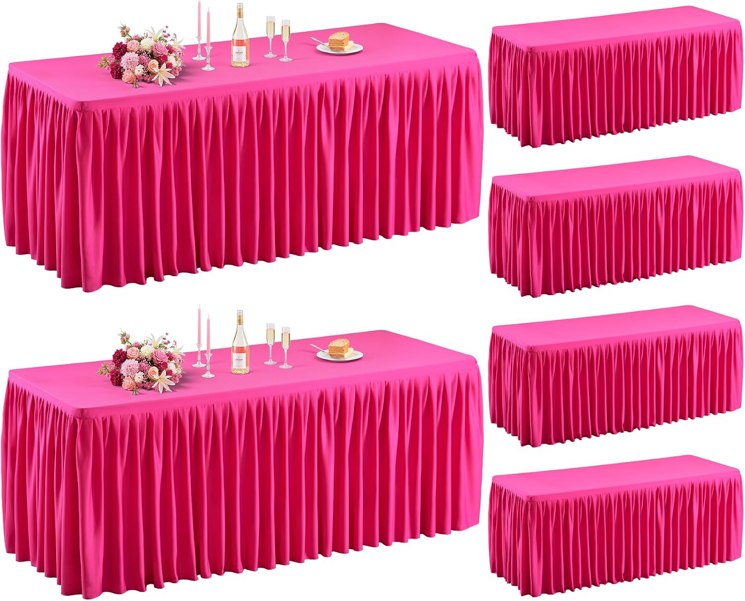 Shillance 6 Pack Hot Pink Table Clothes for 6 Foot Rectangle Tables, Premium Polyester Rectangle Tablecloth Wrinkle Resistant Washable Table Cloth for Wedding, Party, Dining, Banquet, Buffet Tables
