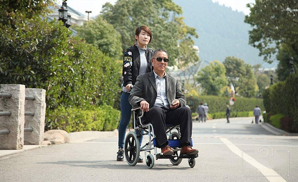 Wheelchair Carbon Steel - Fold Light Manual Portable Trolley for Disabled Seniors - Super Light Scooter, Ideal Travel Companion