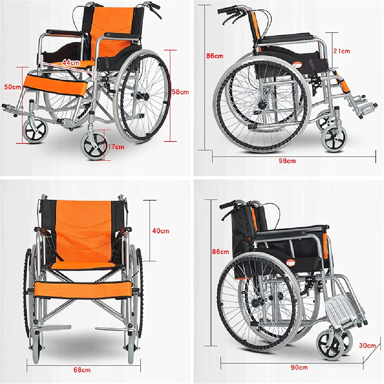 Wheelchairs Folding Wheelchairs,Self-Propelled Wheelchairs Functional Care Foldable Aluminium 14Kg Ultra Lightweight Wheelchair & Mobility Scooter