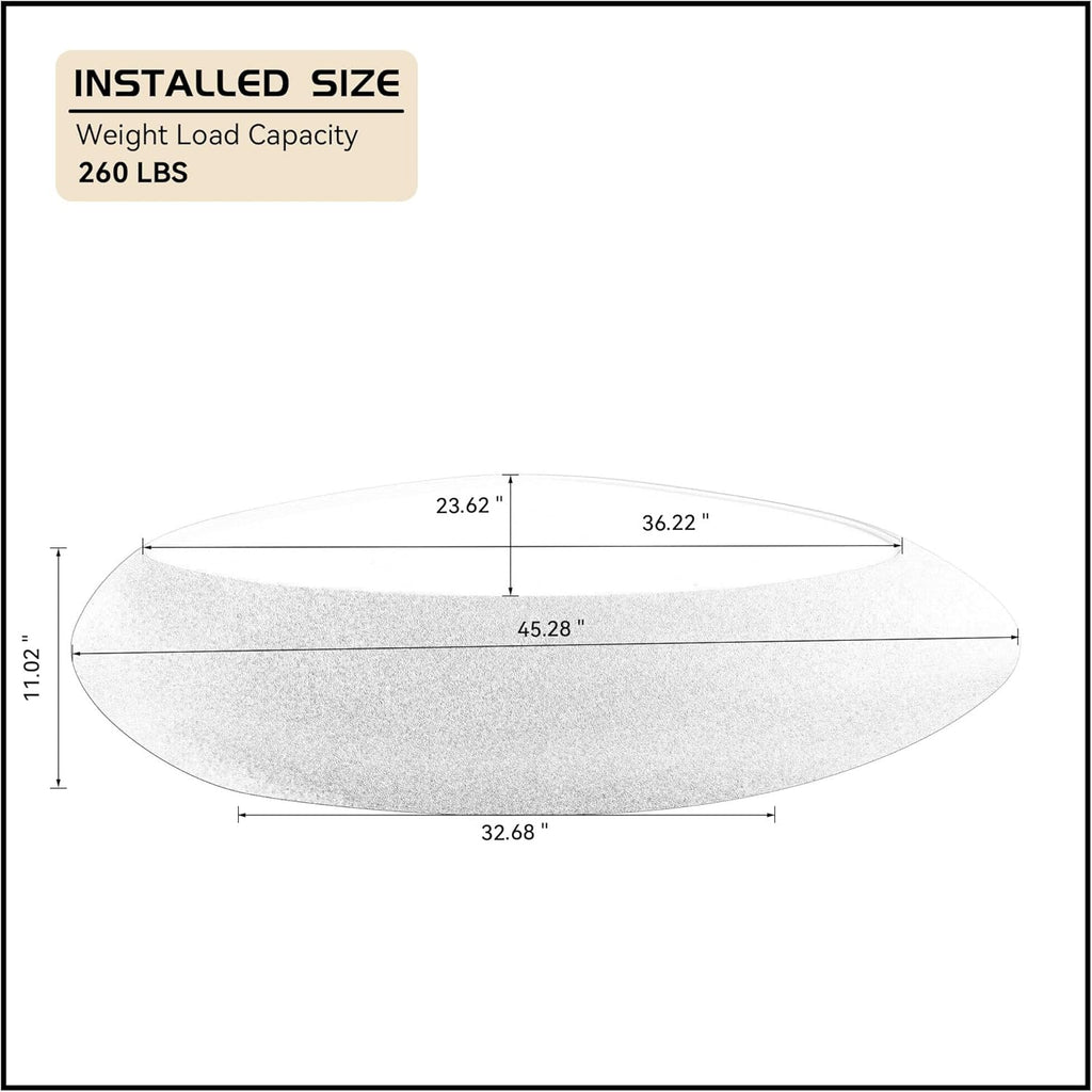 WILLIAMSPACE 47.24' Oval Coffee Table with Grainy Matte Rocks Pattern, Modern Faux Stone Irregular Center Table, Drum Fiberglass Coffee Table Accent Side Table End Table for Living Room (White)