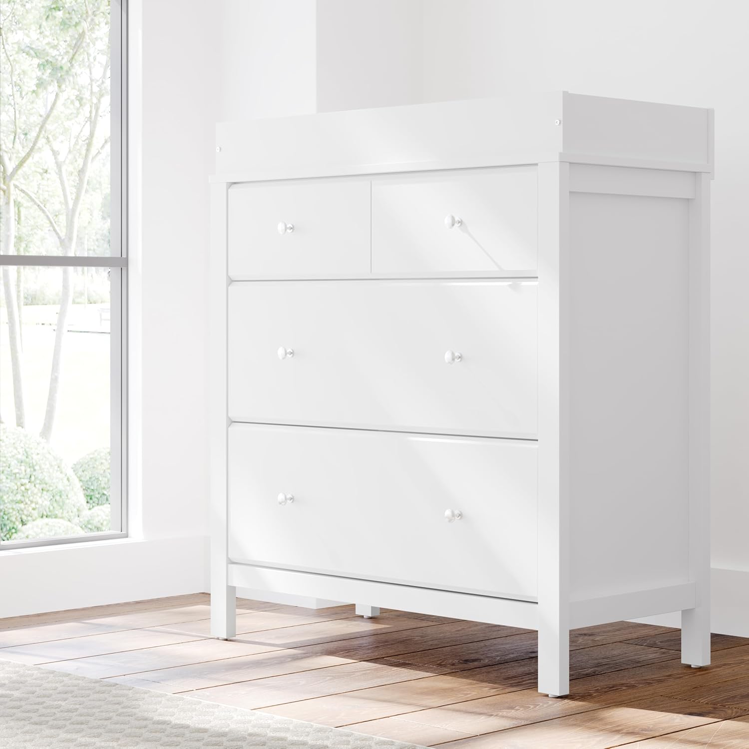 Storkcraft Horizon 3 Drawer Chest with Changing Topper (White) – GREENGUARD Gold Certified, Includes Removable Changing Table Topper, Chest of Drawers for Nursery & Kids Bedroom