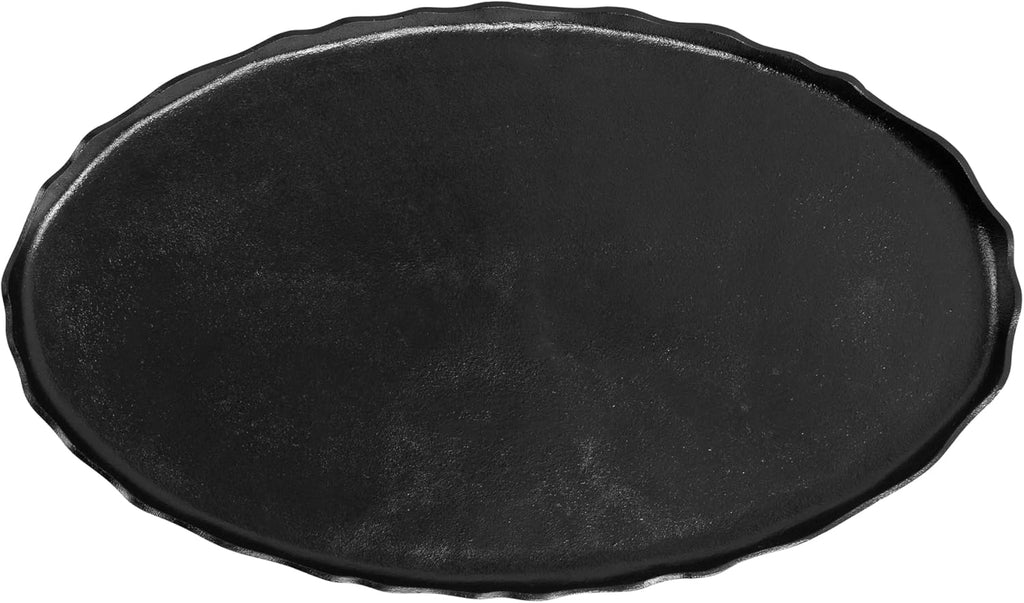 Kate and Laurel Alessia Modern Oval Coffee Table, 34 x 20 x 15, Black, Metal Living Room Table for Storage and Display with Antique Deckled Edge Detailing