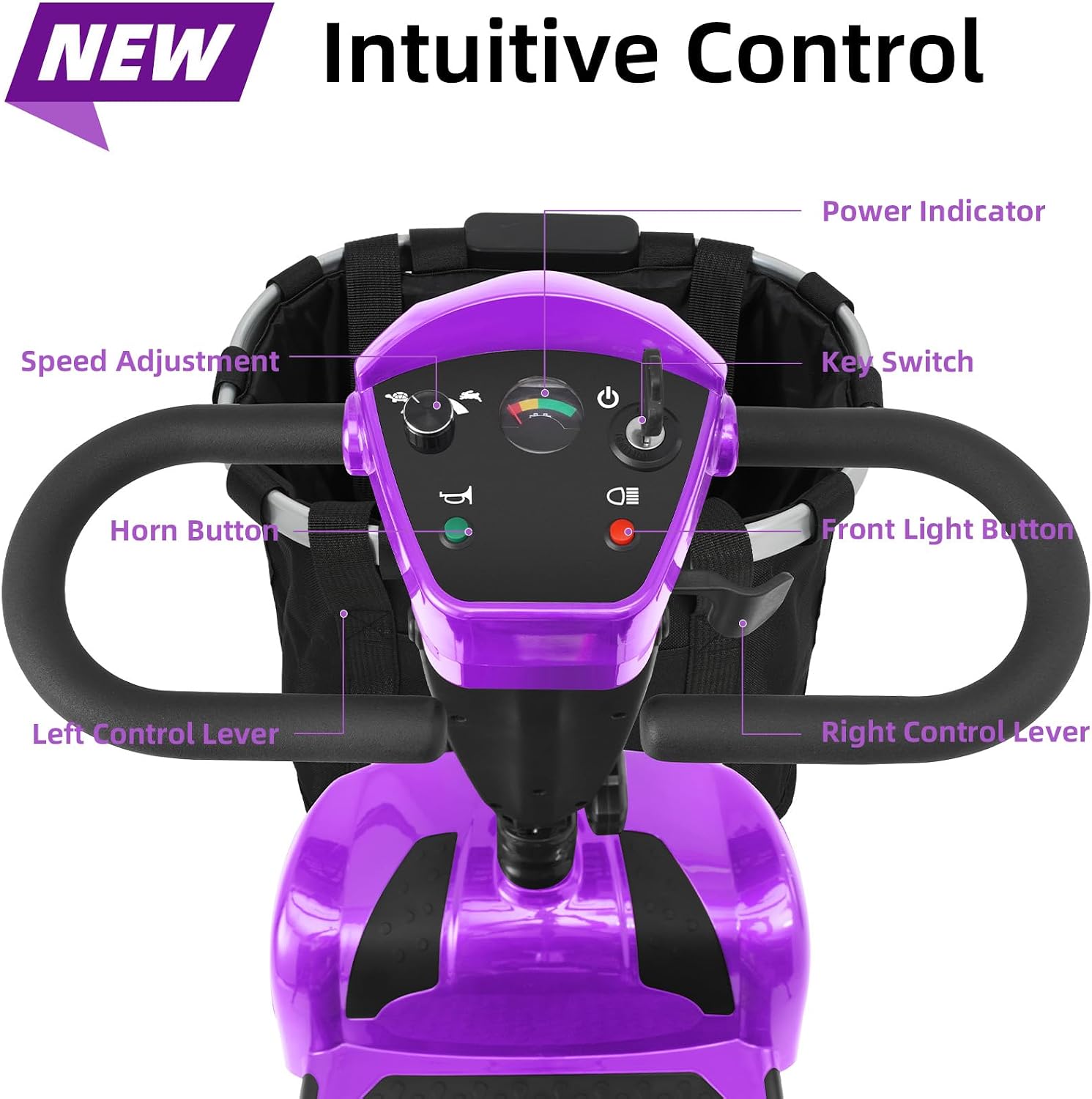 20 Miles 4 Wheels Mobility Scooter for Seniors/Adults Up to 300LBS,350W Electric Wheelchair Detachable Lithium Battery,Dual Baskets,Rotating Seat,with Taillight, USB Charging, Purple