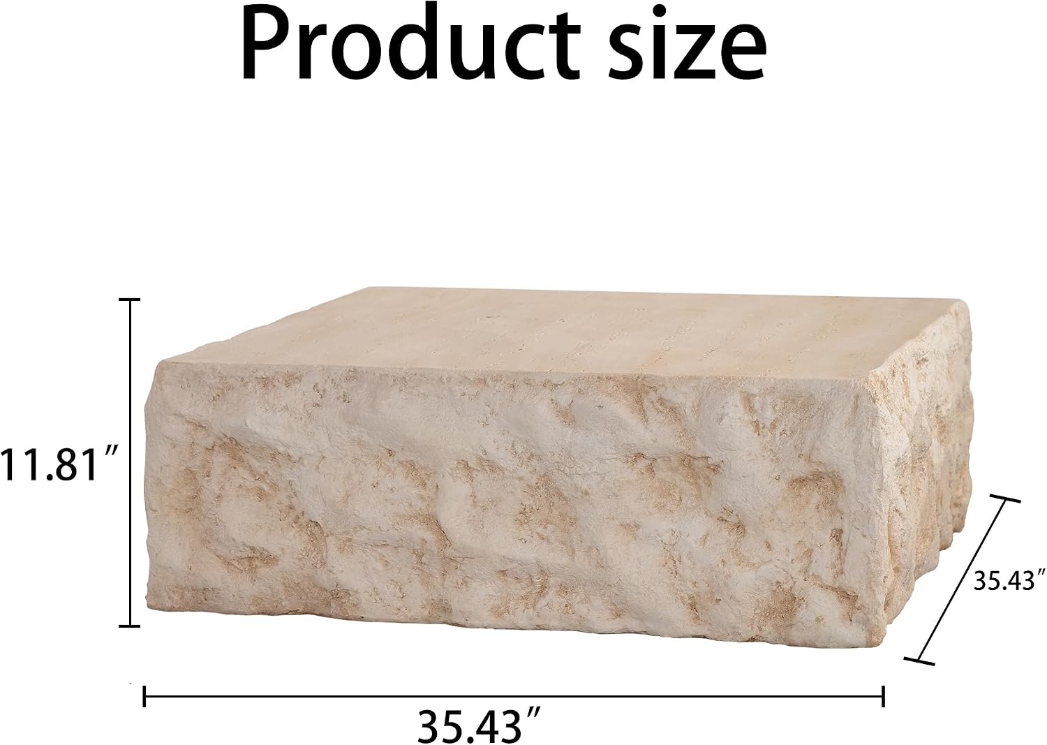 GDFStudio Modern Lightweight Concrete Coffee Table, Indoor Outdoor Square Accent Table, Mid Century MGO Side Tables, Faux Stone Sofa Tables for Living Room Office Apartment, No Assembly, Amber+Beige