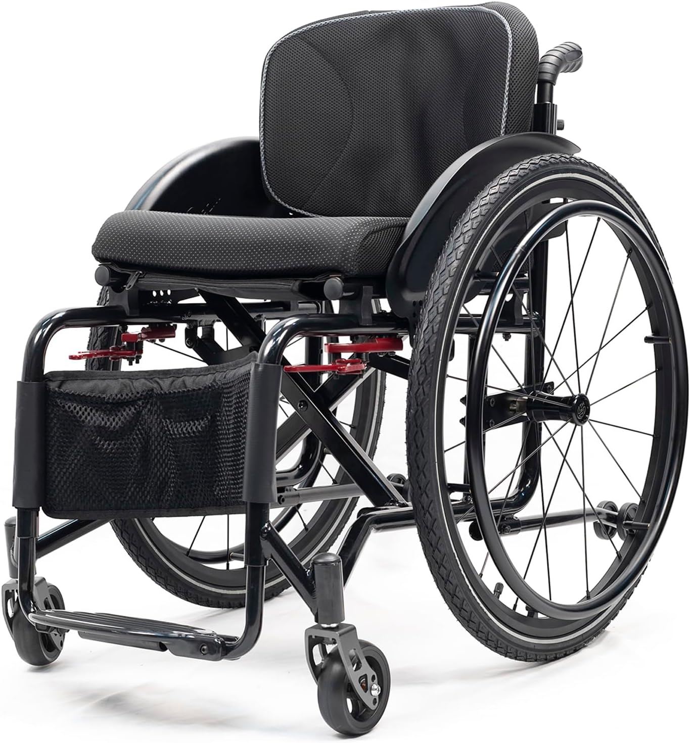 Folding Transport Wheelchair,Foldable Portable Manual Chair,Light Weight Sport Wheelchair,Aluminum Alloy Wheelchair,Self-propelled Manual Wheelchairs,Mobility Aids For Adult(Seat width 40cm,A-Black)(A