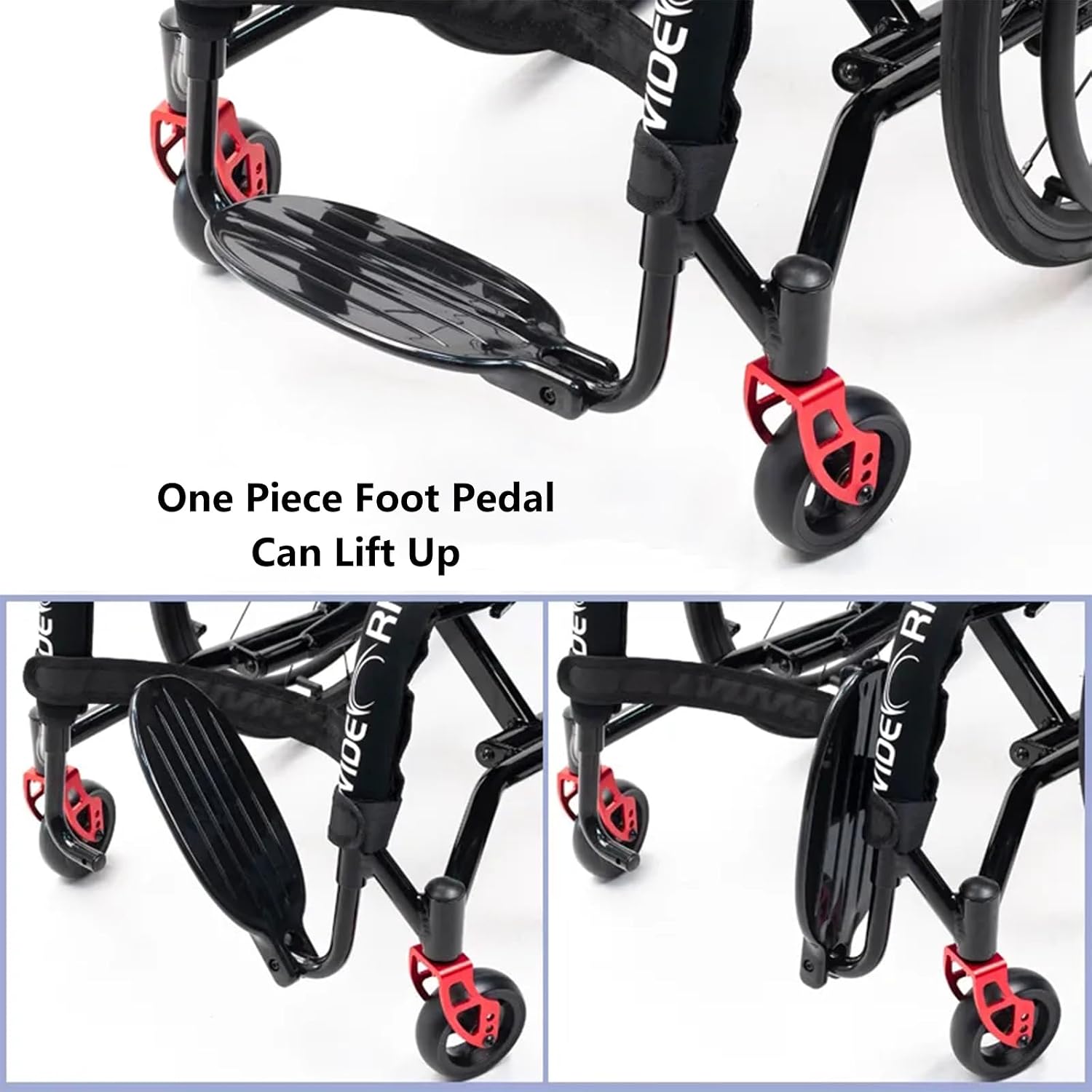 Lightweight All Terrain Sports Wheelchair,Aluminium Wheelchair,Portable Transport Wheelchair,Mute Wheelchair,Handbrakes Quick Release Rear Wheels & Anti-Tip Wheels,for Teenagers,Adults,Seniors(Black,3