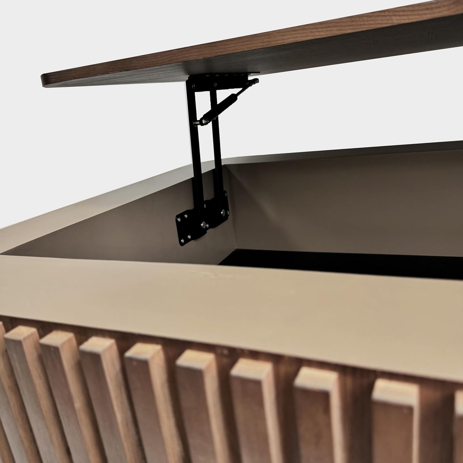 Lift Top Coffee Table with Storage for Living Room Mid Century Modern Coffee Table with Lifting Top Wood Fluted Coffee Tables with Lifts Up Tabletop for Home Apartment Office 38.6',Walnut Rectangle
