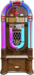 Arkrocket Saturn V Full Size Jukebox Vinyl Record Player Bluetooth USB SD CD Player Radio Retro Classic Jukebox (Saturn V + Stand - Oak)