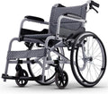 Mobile Lightweight Wheelchair Foldable Transport Wheelchair W/Handbrakes & Folding Backrest Aluminum Alloy Travel Trolley Scooter for The Elderly Driving Trolley