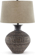 Signature Design by Ashley Magan 285.' Textured Bronze Metal Table Lamp, Antique Brown Finish
