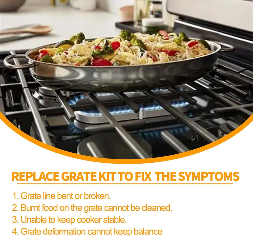 Atgestore Upgraded W10620480 Burner Grate Replacement for Whirlpool Stove Parts Cast Iron Grate WFG320M0BW3 WFG505M0BS3 Whirlpool 5 Burner Gas Range Stove Top Cooktop Surface Burner Grate Rack 1 Set