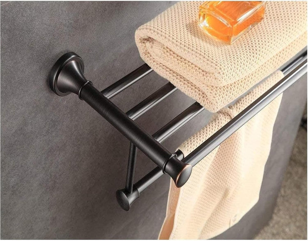 Towel Rail Towel Rails Solid Brass Towel Rack with Bar for Bathroom Shelf Wall Mounted, Oil Rubbed Bronze 64CM