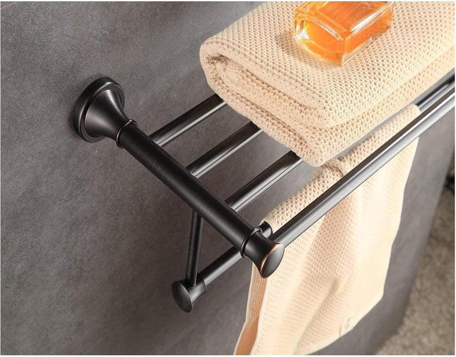 Towel Rail Towel Rails Solid Brass Towel Rack with Bar for Bathroom Shelf Wall Mounted, Oil Rubbed Bronze 64CM