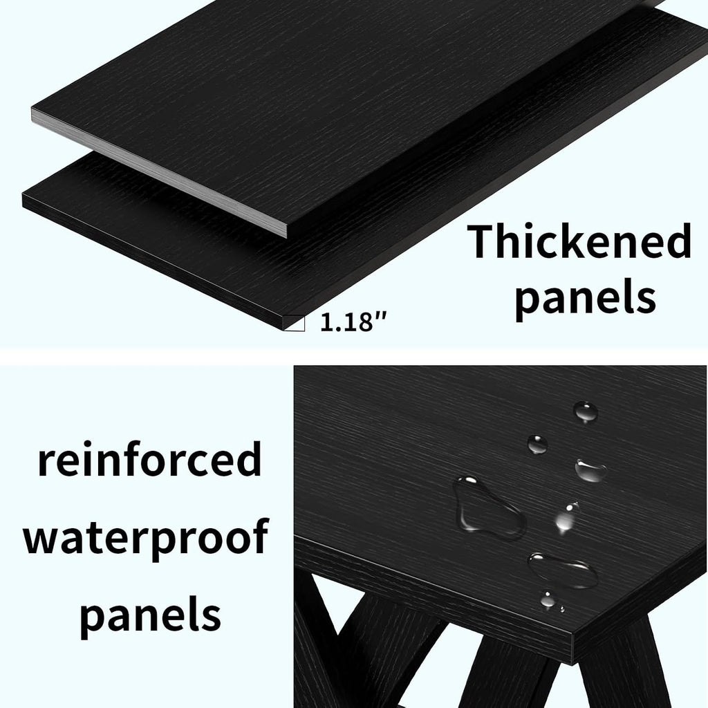 47' Farmhouse Coffee Tables for Living Room Rustic Stands with Storage Shelf Black Coffee Tables for Living Room Farmhouse Center Stands with Shelf Wood Rectangle Center Table