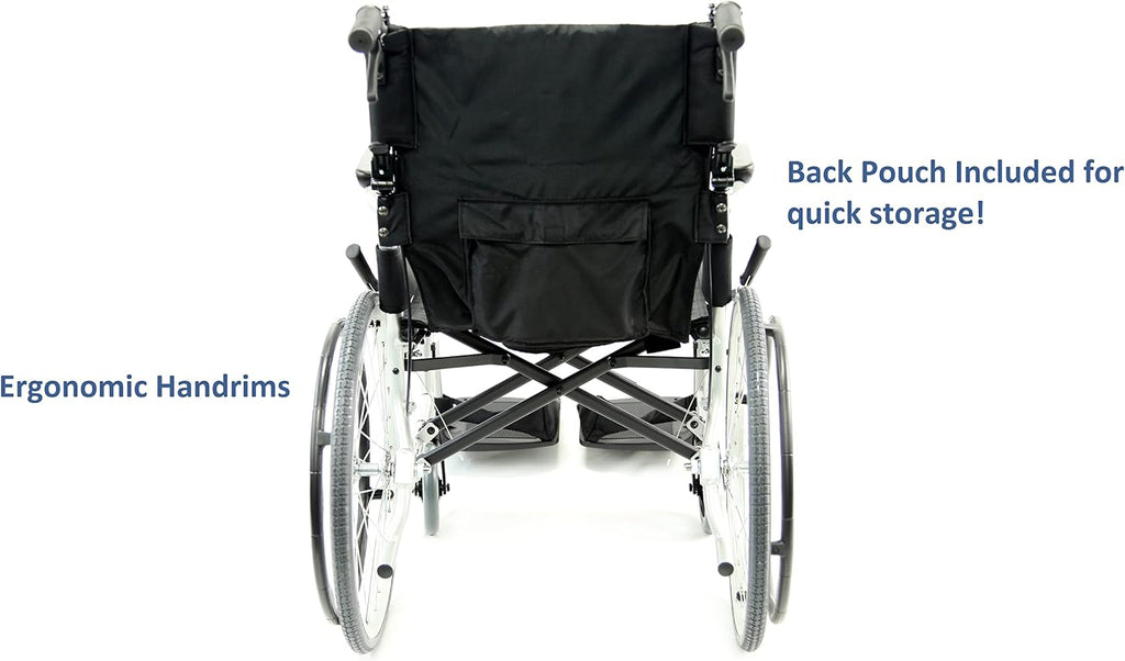 Karman Healthcare Ergonomic Wheelchair Ergo Flight with Quick Release Axles in 18' Seat, Frame, Pearl Silver, 1 Count (Pack of 1)