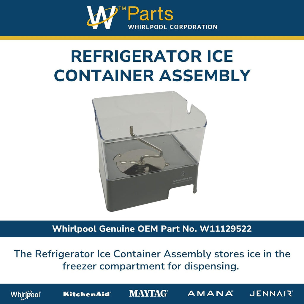 Whirlpool W11129522 Genuine OEM Refrigerator Ice Container Assembly Replacement Part - Replaces W10564750