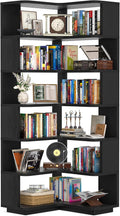 Armocity Corner Book Shelf - 7 Tier Corner Bookshelf Etagere Bookcase with Baffle, Freestanding L Shaped Display Shelf Stand for Home Office, Living Room, Bedroom, Kitchen, Black