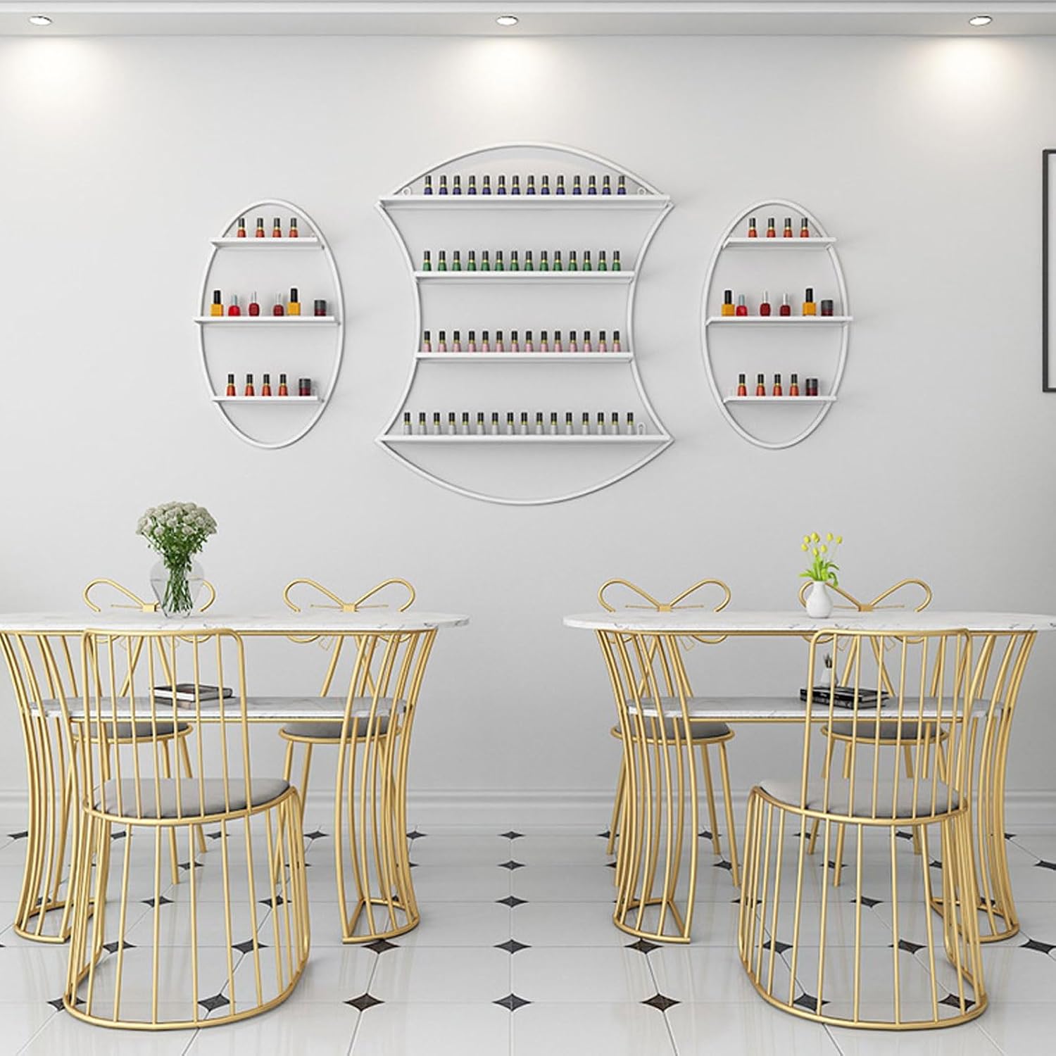 Nail Polish Rack Wall Mount Display The Corners are Smooth and Don't Scratch Your Hands Nail Polish Organizer for Nail Salon Dress Room Bedroom (Color : Gold)