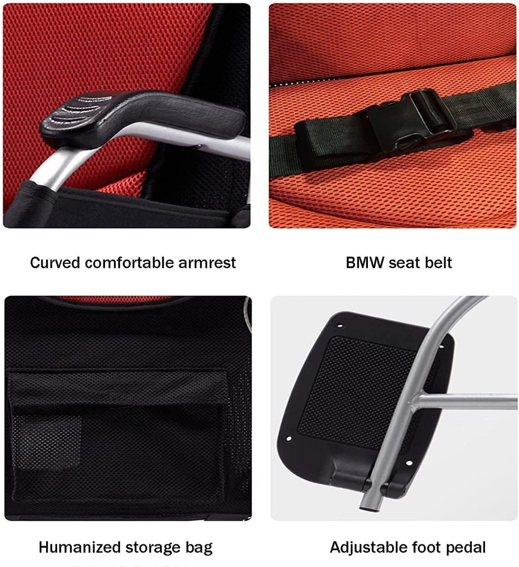 Wheelchair Aluminum Alloy Foldaway Scooter, Folding Lightweight Elderly Manual Wheelchair for Home, Capicity 100kg Folding Hand Truck with Safety Belt