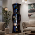 Homes: Inside + Out Connelly Modern 5 Shelf LED Bookcase, Unique Thin Wood Bookshelf with Storage and Remote, Office Shelving,Tall Book Shelf for Bedroom, Living Room and Small Spaces, Cappuccino