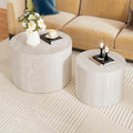 Round Nesting Coffee Tables Modern Travertine Coffee Table Small Round Coffee Tables Circular Side Table Accent End Table Nested Coffee Table Set for Living Room (Travertine B)